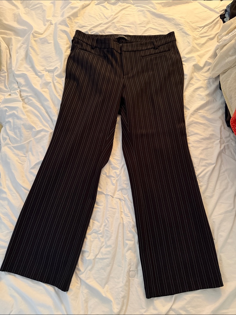 Liverpool Black Pinstripe Boot-Cut Dress Pants